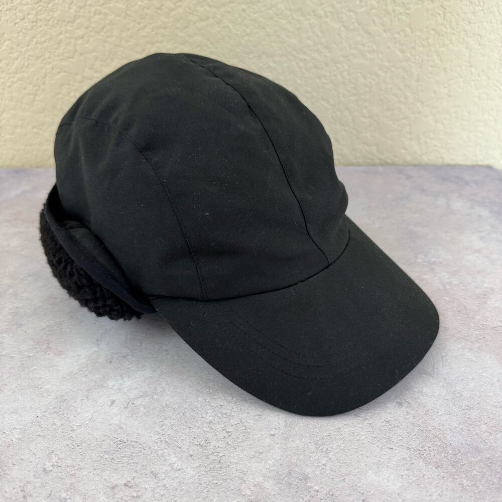 Down Lined Ear Flap Eddie Bauer Hat Black Mens Size XL Warm Winter Hat